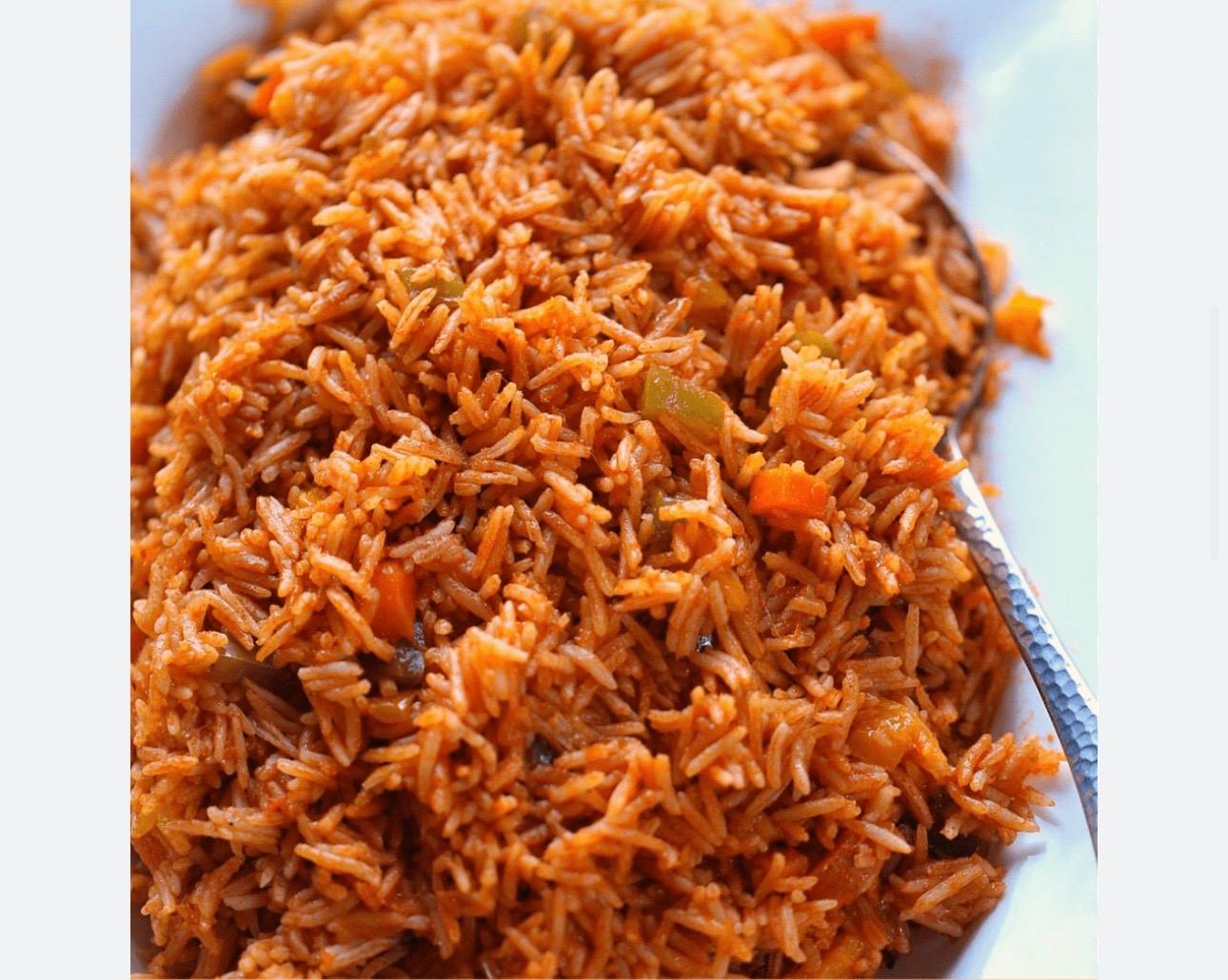 A bowl of Jollof Xpress jollof rice