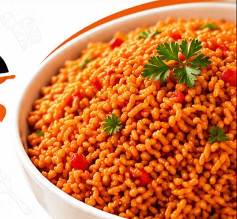 A bowl of Jollof Xpress jollof rice